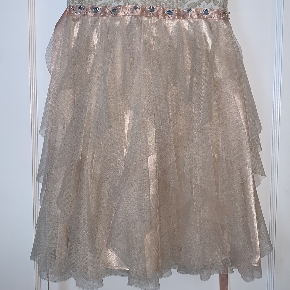 Rare Editions 12 Lace Overlay Dress EUC Cream Blush Color Special Occasion - Picture 5 of 17
